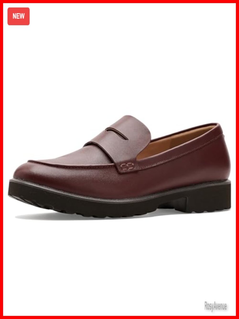 Women's Leather Slip-On Penny Loafers Waterproof Business Casual Shoes